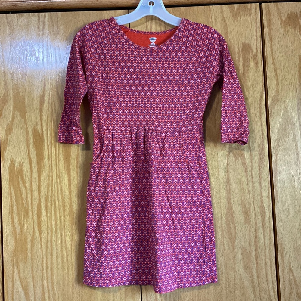 Girls orange and blue print dress